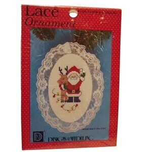 Designs Lace Ornament Cross Stitch Santa Claus Reindeer Rudolph Christmas